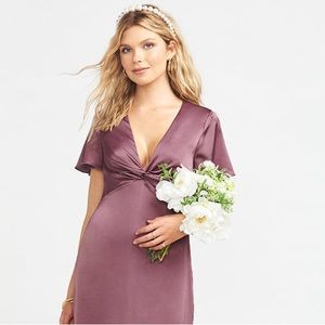 Show Me Your Mumu Rome Twist Front Mini Dress Sz XS in Dusty Plum Luxe Satin